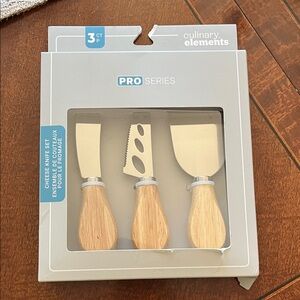 Cheese Knife Set - 3 Piece, Natural Wood and Silver